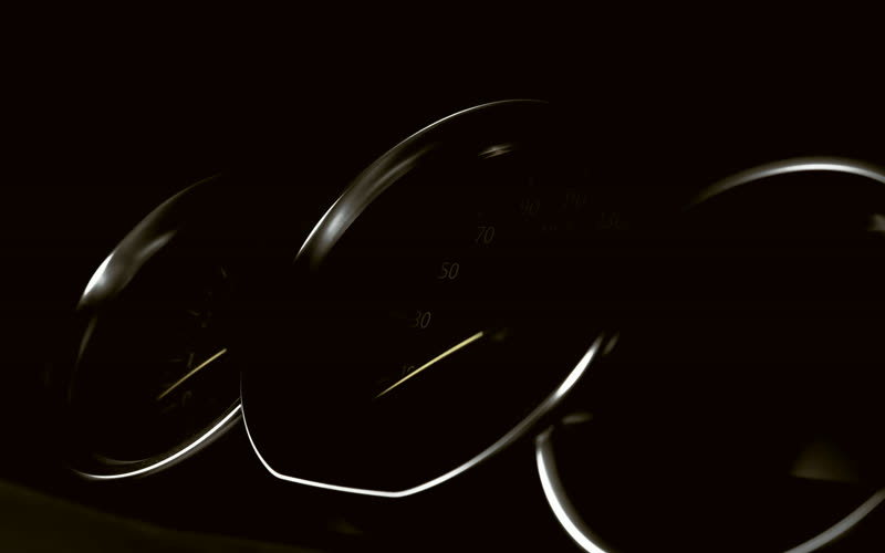 Painel de instrumentos iluminado no escuro